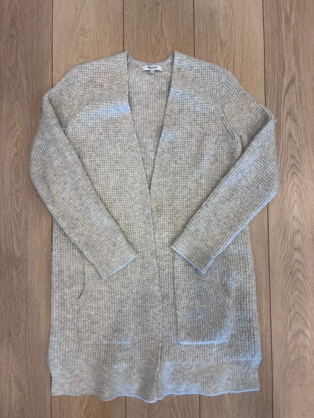Madewell Light Gray Open-Front Ribbed Cardigan